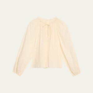 Ulla Johnson Ada Dot Tie-Neck Blouse